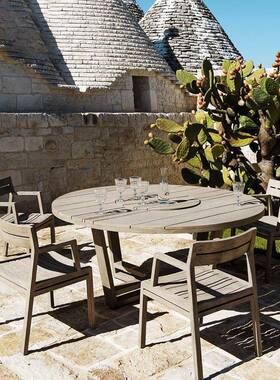 户外庭院防腐木桌椅酒店别墅外露实木餐椅花园台76455柚室木家具