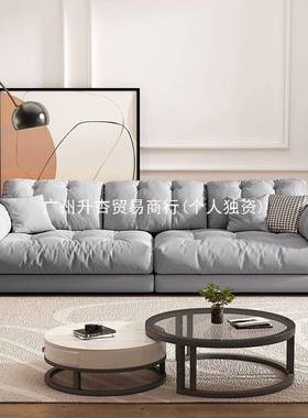 C窓发W1fp1UG3奶油科技布沙客厅小风户型直排简约现代轻猫抓布奢