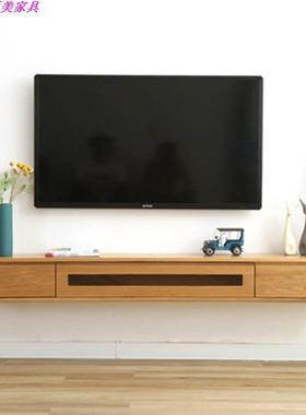 简易挂墙胡桃木电视柜壁式悬空实现CEA木柜代简约黑小户型卧挂室
