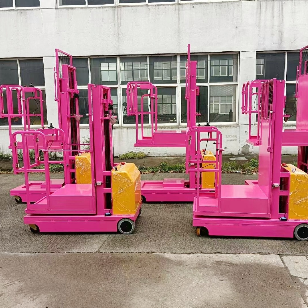普尔夫电动高空取料机半电动拣货车拣选拿货机登高平台取货升高车