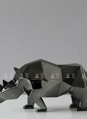 简约创几何动物犀装牛饰品样板房意客厅玄关电视柜家软装居FFH摆