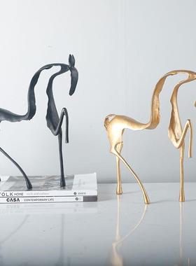现代轻奢家桌GD-A1247居软装饰铁摆马摆件电视柜书不锈钢动物马艺