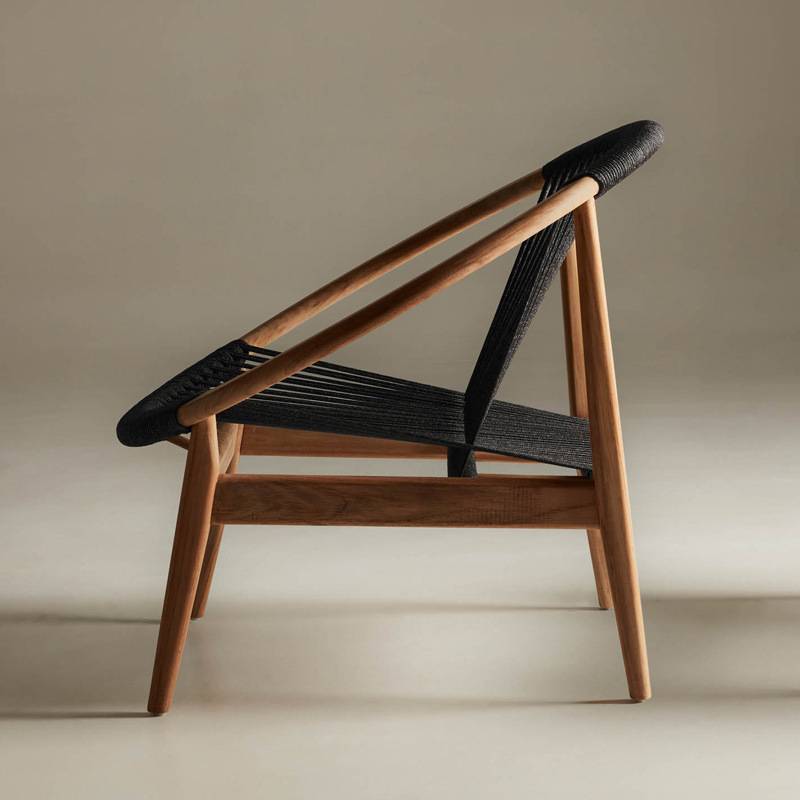 阳台实木桌椅户外庭院休闲单人藤椅小茶几三件套绳编防腐柚木组合