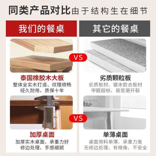 全实木餐桌椅组合现代简约家用小户型长方形吃饭长桌子跨境厂货源