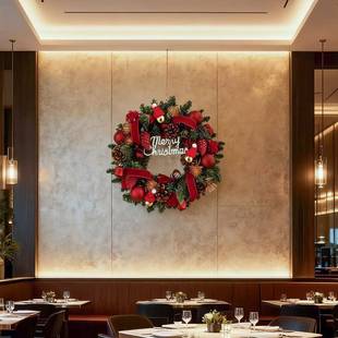 299花布环挂圣诞拍摄道具酒店餐厅墙饰面装 配饰壁挂节日门氛围场