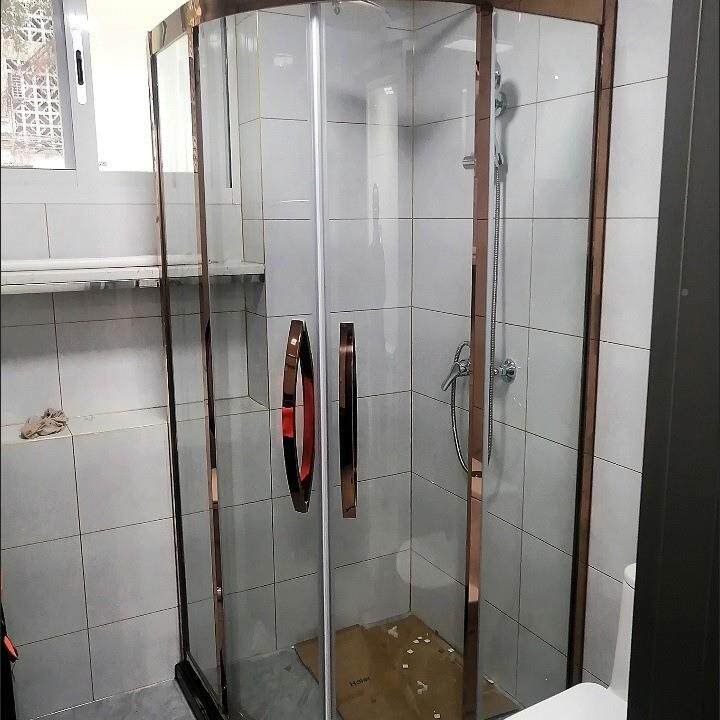 生间隔房断干6湿分离间卫洗澡防水钢化玻璃屏风淋浴极窄不锈钢格
