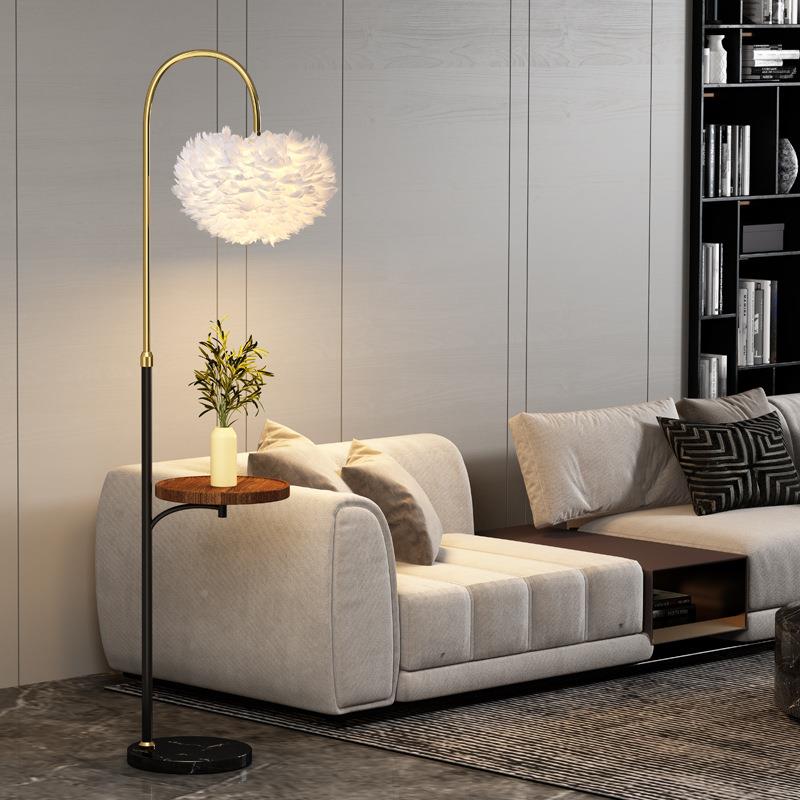 厅羽毛落灯客沙发边几轻270奢简约网红地卧床头柜置物茶几立式室