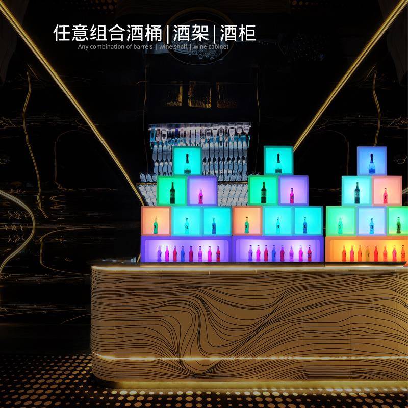 工VTH厂直外销加炫led发光酒柜酒吧创意酒桶香槟柜红方酒形户防架
