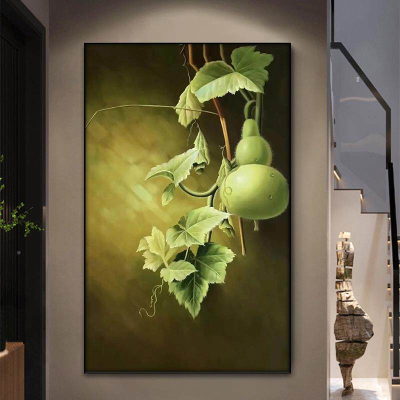 大芬画村新VOI中福禄葫油芦手厅绘玄关客厅装饰画寓意好式餐墙壁