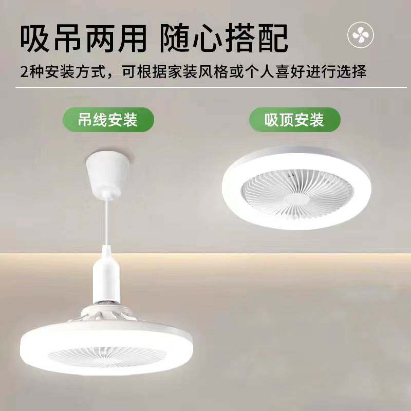 新款E27螺口风扇灯LED风扇房间灯家用遥控餐厅厨房吊扇卧室节能灯