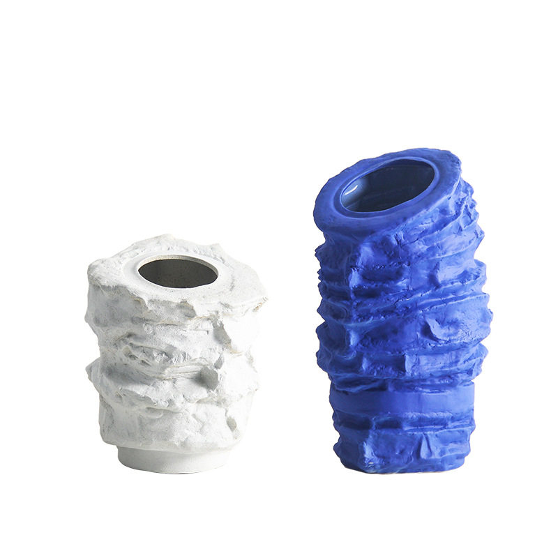 简约陶瓷白蓝花瓶样板间摆件