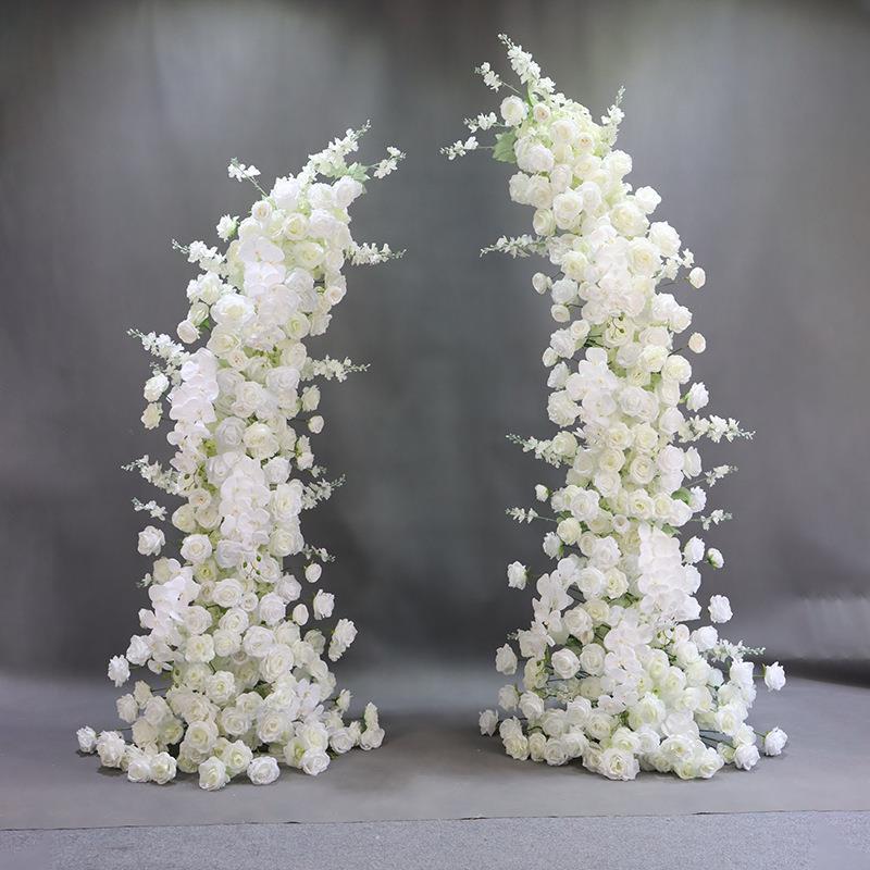 新款婚庆牛角门铁艺道具拍摄白色装饰花艺拱门户外婚礼堂布置摆件