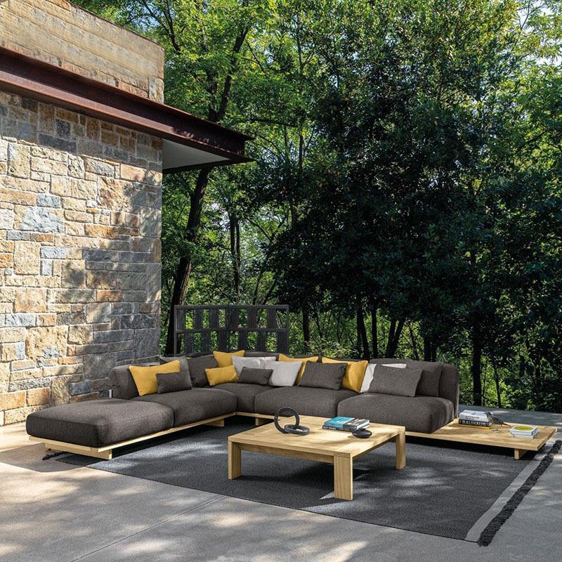 北欧户外休闲柚木沙发庭院防水防晒酒店别墅民宿露台防腐实木家具