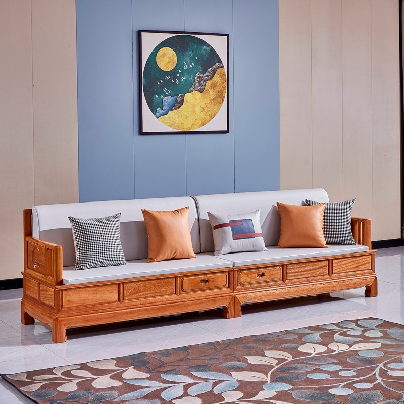 全实木沙发贵妃转角金花梨木中式古典仿古客厅原木菠萝格红木家具