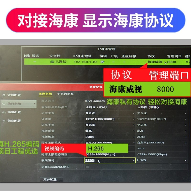 H25室内防水半球摄像机POE全彩高清监控头音频广角电梯海康协议