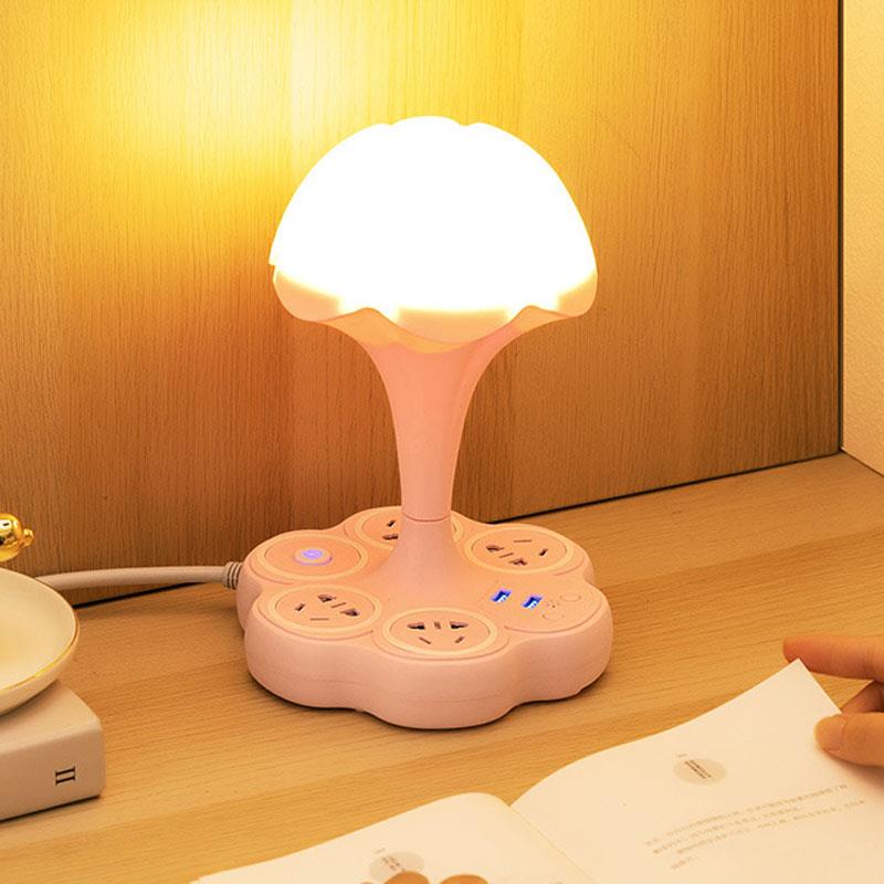 床头插座灯卧室USB充电排插带遥控夜灯节能护眼台灯多用智能插板