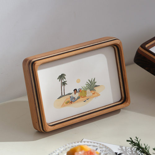 实木摆台照片定制装裱高级感洗照片做成6寸8寸相框A4相片打印画框