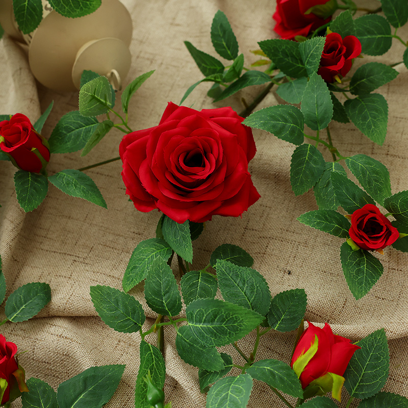 仿真玫瑰花藤蔓客厅室内阳台空调管道庭院装饰假花藤条墙壁挂绿植