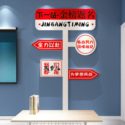 金榜题名墙贴画初三励志标语班级文化教室布置中高考黑板报装饰3d