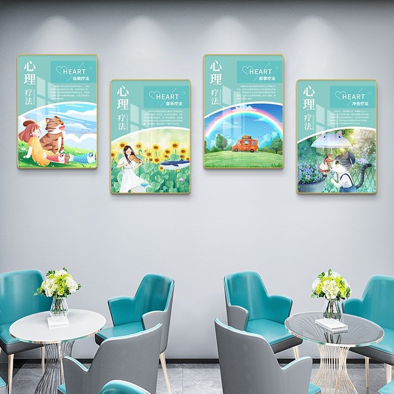 心理咨询室挂图布置心理诊所心理疗法介绍墙面装饰画学校心理挂画
