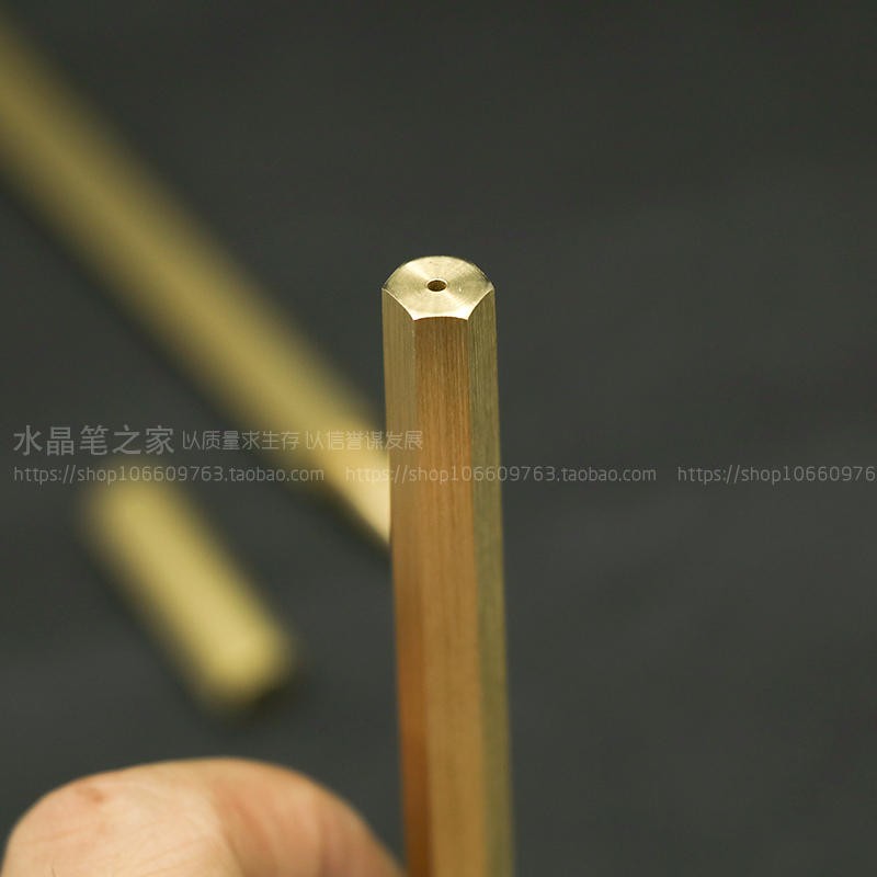 六边形黄铜笔 签字笔 六角菱形黄铜手工笔 办公收藏 伴你一辈子的