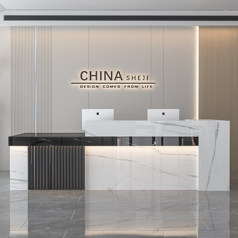 前台接待台医院导诊台烤漆定制工作台公司吧台美容院便利店收银台