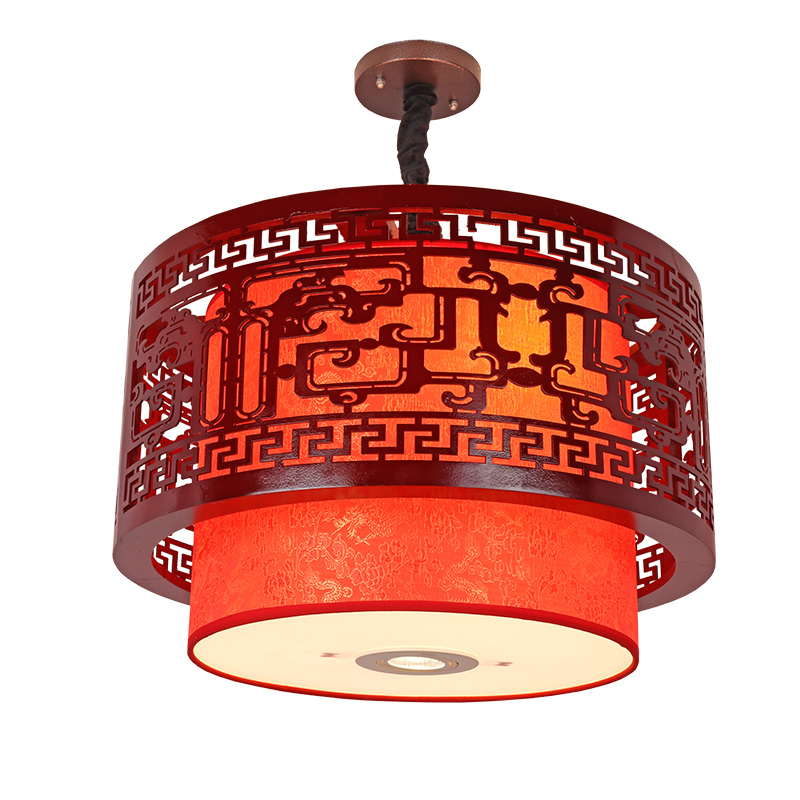 中式餐厅饭店吊灯火锅店大厅卡座照射灯酒店会所包厢过道古典木艺