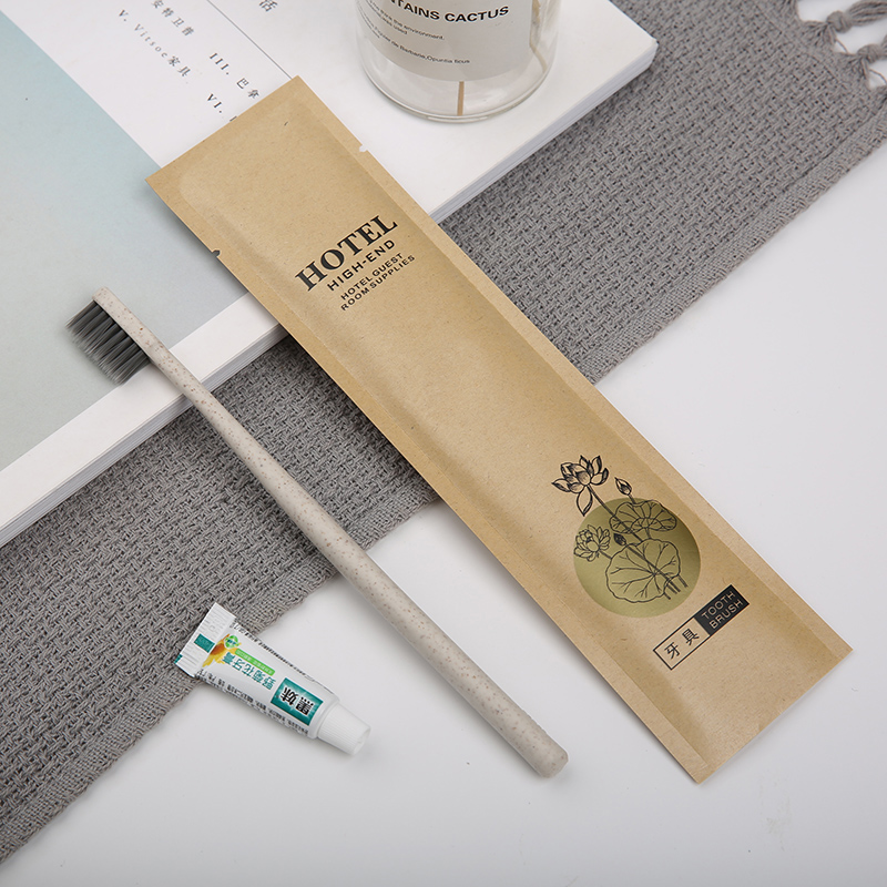 牛皮袋酒店一次性梳子宾馆民宿洗漱用品装客房秸秆长条头梳木梳