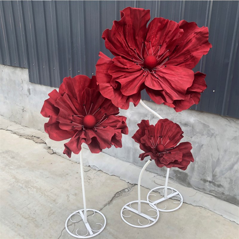 新款婚礼摆件路引虞美人丝网花舞台立杆泡沫花装饰橱窗摆件道具