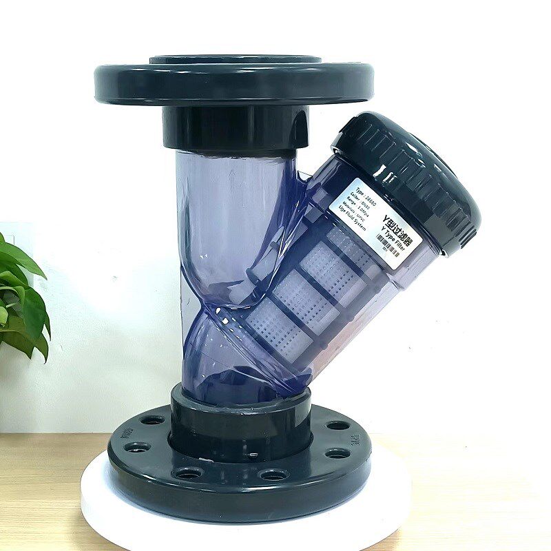 管道滤网塑料法兰式Y型过滤器 UPVC环保加厚型管路液体净化不漏水