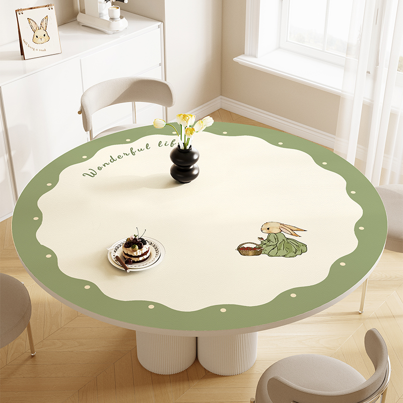 现代简约圆桌垫茶几桌垫免洗防水防油圆餐桌桌垫防烫桌布圆桌桌布