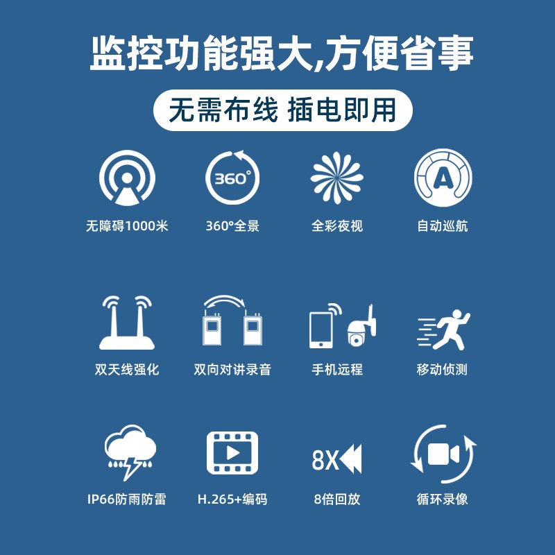 鹰霸32寸屏2路无线一体监控设备装系统 监控器高清商用摄像头