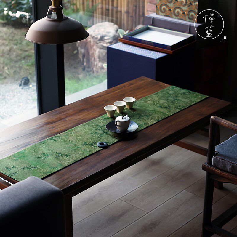 慢蓝茶具香云纱茶席26-150棉布艺双层桌旗壶垫功夫茶道中式复古