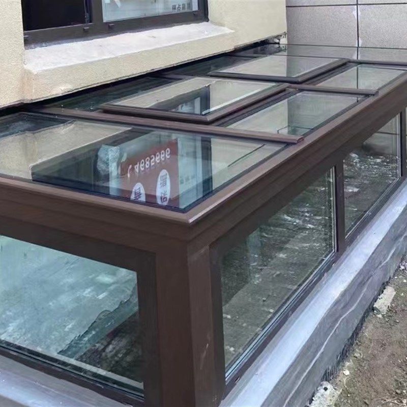 夹胶钢化玻璃阳光房地下室采光井屋顶采光通风封露台庭院方钢结构