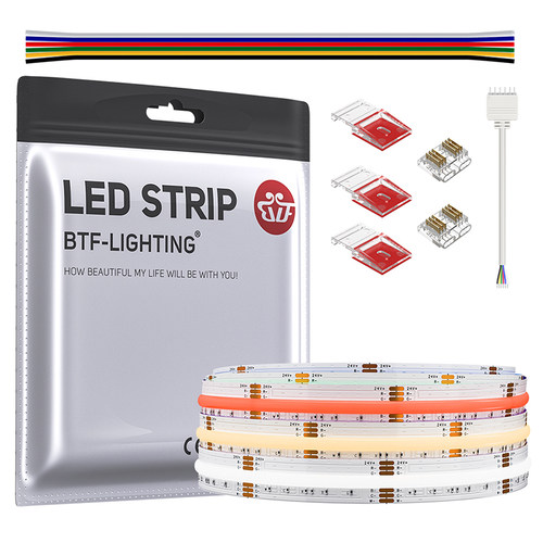 FCOB七彩RGBCCT自粘2V超薄COB灯条RGBCW吊顶背景墙无光斑LED灯带