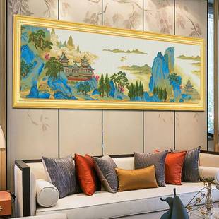 名画TAN岩绮阁十字绣205年新款 线绣客厅2端名画苓风景高大气手工