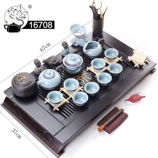 167B整套紫砂茶具套装家用喝茶全自动烧水壶一体实木茶盘茶台茶道