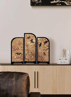 花柜SN02126-鸟图》桌面屏风摆件新中式中古风餐边摆画《卧室餐厅