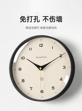 Q3Y挂表简橙色挂钟家用客厅创意大免气2无品牌/0静25新款打孔约音