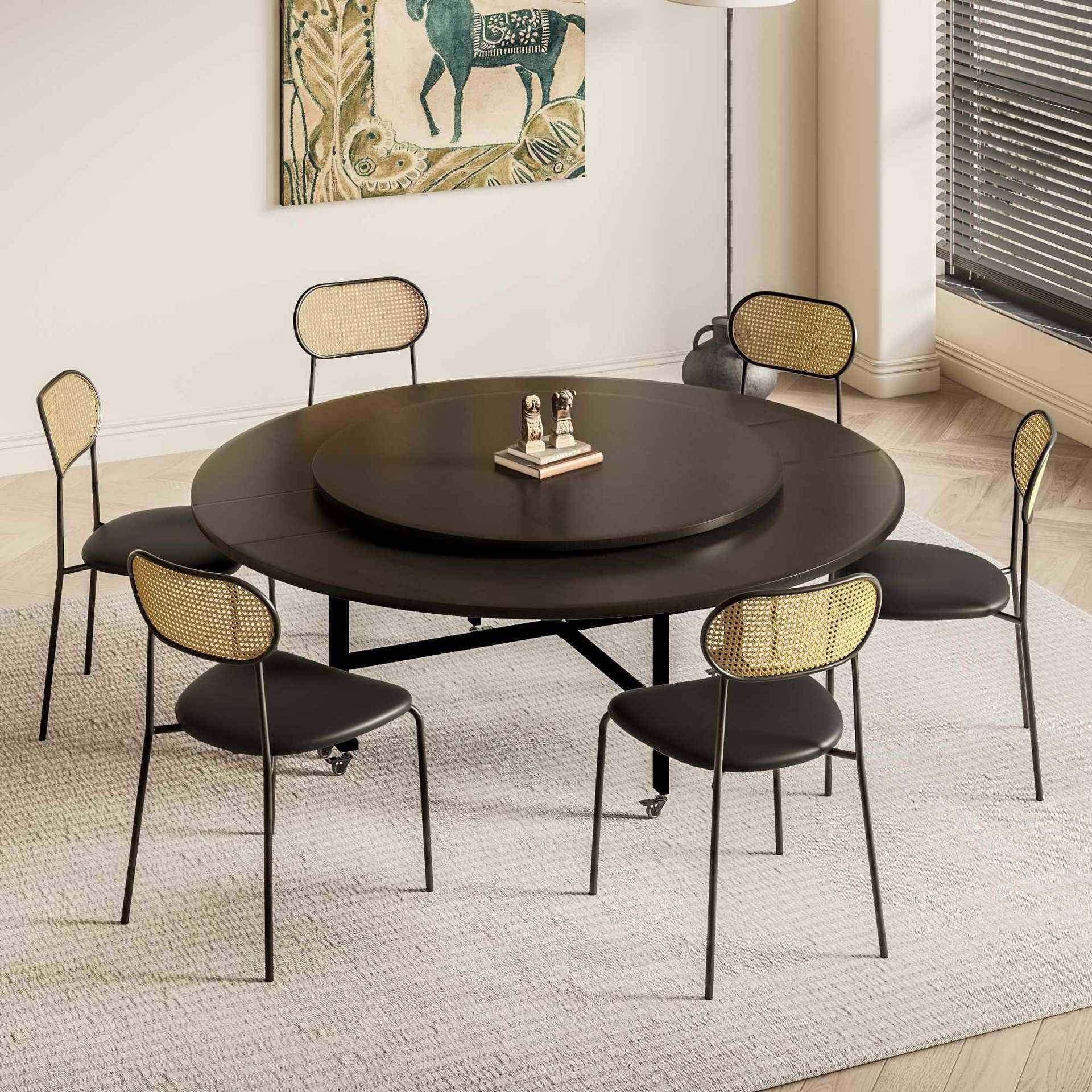 功折叠桌圆F966S8JS家形用小户型折叠餐桌多能创意餐厅桌10人吃饭