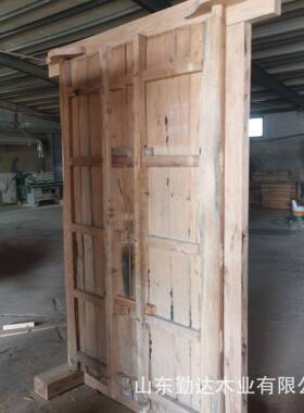 老榆木复古对中式进户门大门开榆木门老式门木门式古典怀QWD旧老