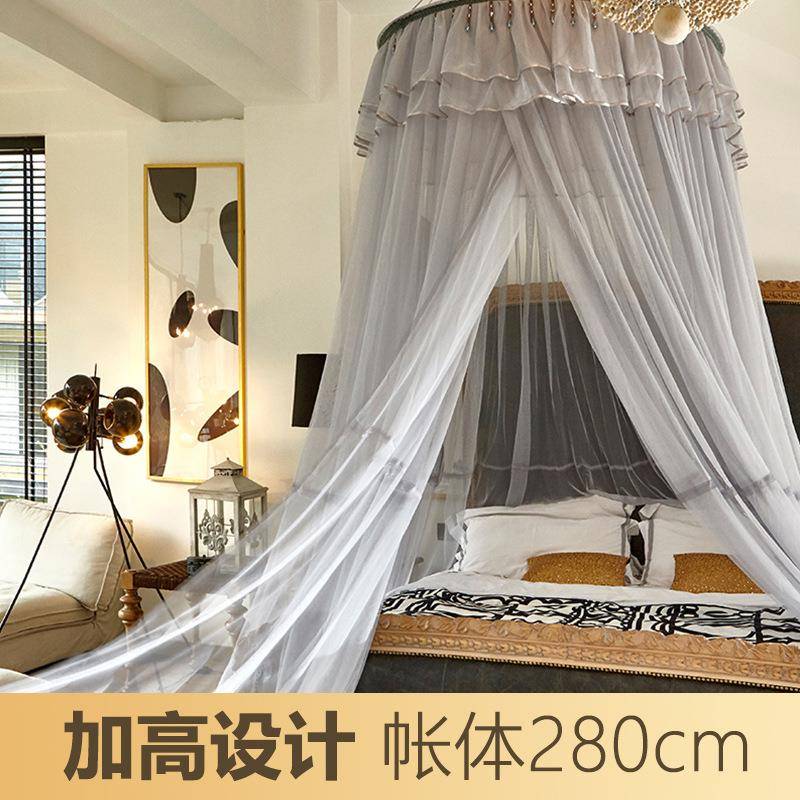 简约圆顶加吊顶蚊帐蕾帐宫廷丝风落地纹帐公主免支大架sxj20190打