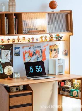 日式艺术家板书XWM桌书架一体实木电桌儿童学习脑桌樱桃洞洞办公