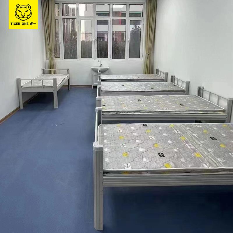虎一办舍公家具单床架床单人铁床层职员工宿工地校用单层铁架加厚