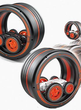 遥编程特技大轮控车FJZ炫酷翻滚技车双面旋转漂移儿童杂技玩赛具