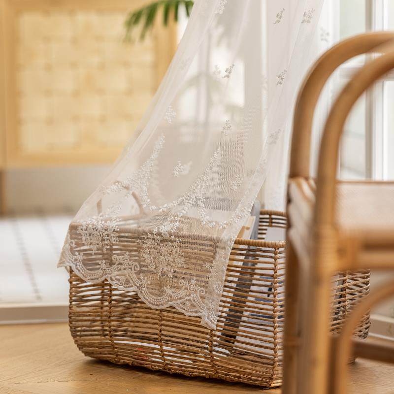 打无品牌/孔魔术贴法式蕾绷丝刺绣窗纱内开柜门纱帘玻璃窗门纱半