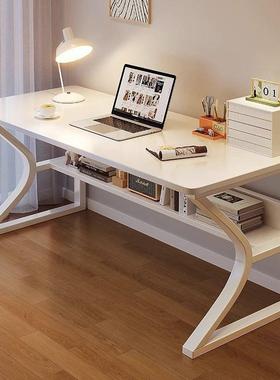 白色电脑桌台式家用办子公出租屋易桌简卧室学习书简无品牌/约电