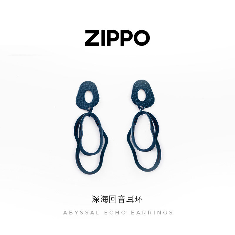 Zippo/之宝深海回音耳环女士不规则小众设计耳钉简约冷淡风送女友