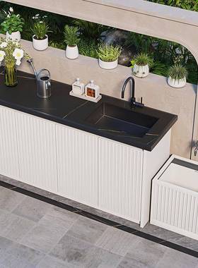 全铝户外庭院洗池手台阳台防水防洗晒手槽铝合金水储物一体95197