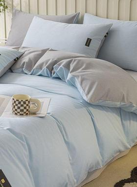 A类厚纯棉20支AL201208加纯色被套床单冬季家用宿舍厚加纯0棉保暖